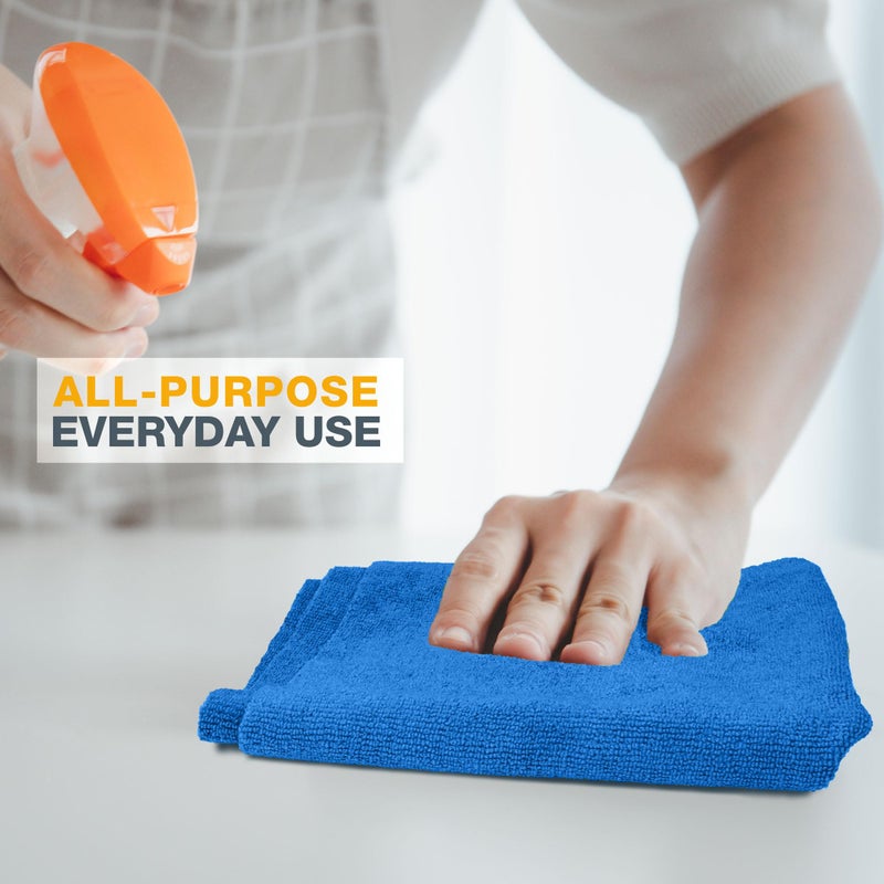 Eurow Ultrasonic Cut 300 GSM Microfiber Cleaning Towels, Streak-Free, Lint-Free, Ultra Absorbent, Scratch-Safe, for Auto Detailing, Home, Kitchen & Multipurpose Use, 16x16, 12-Pack, Blue - Image 5